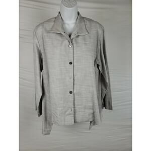 EUC msquare Grey Collared Button Down Formal 100% Cotton One Size Made In USA